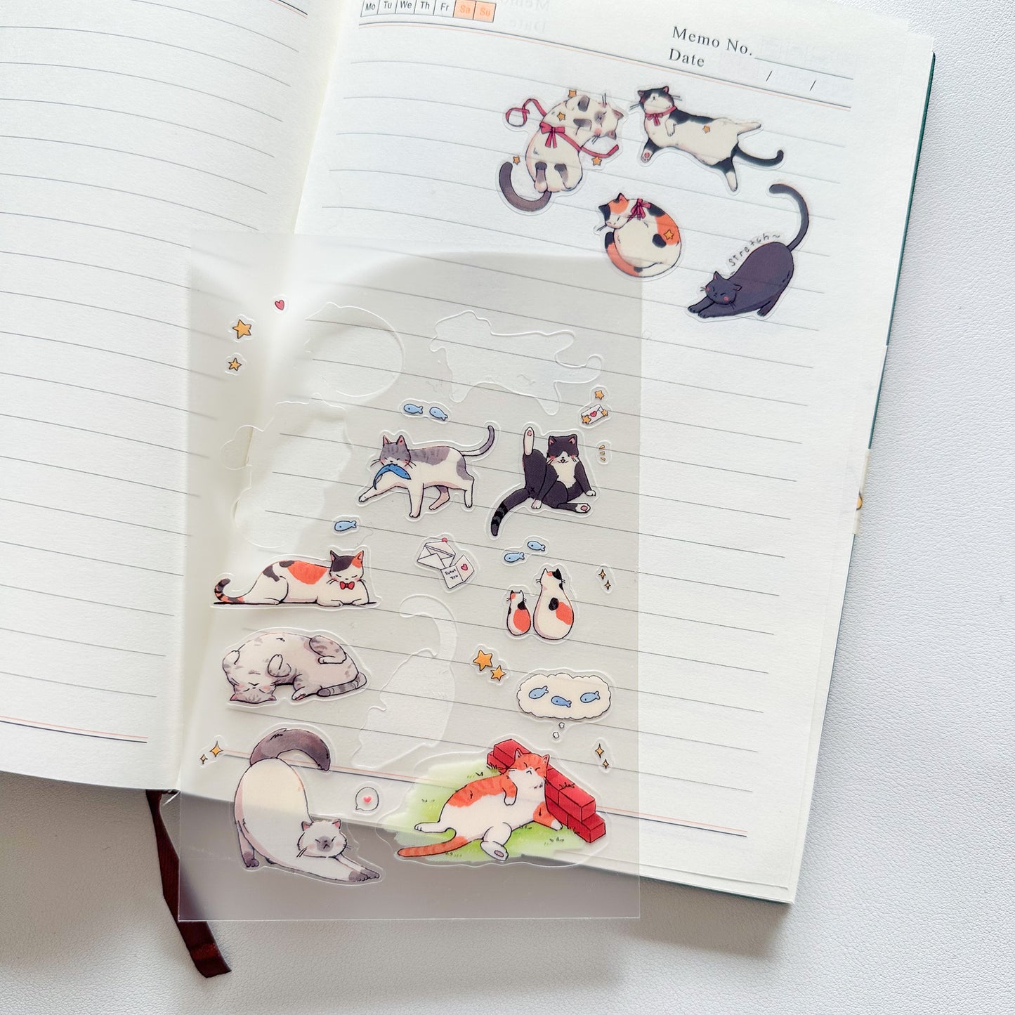 sleepy cats sticker sheet