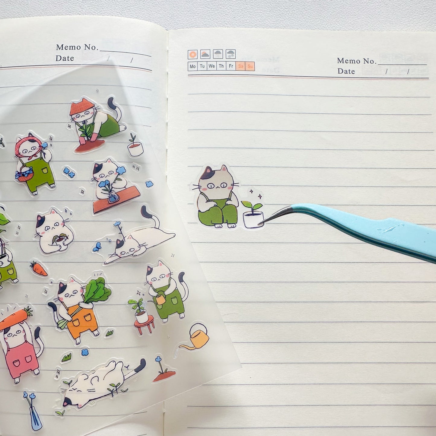 garden cat sticker sheet