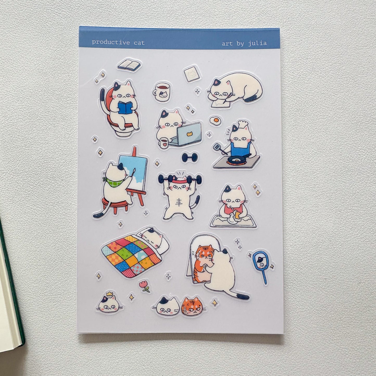 productive cat sticker sheet