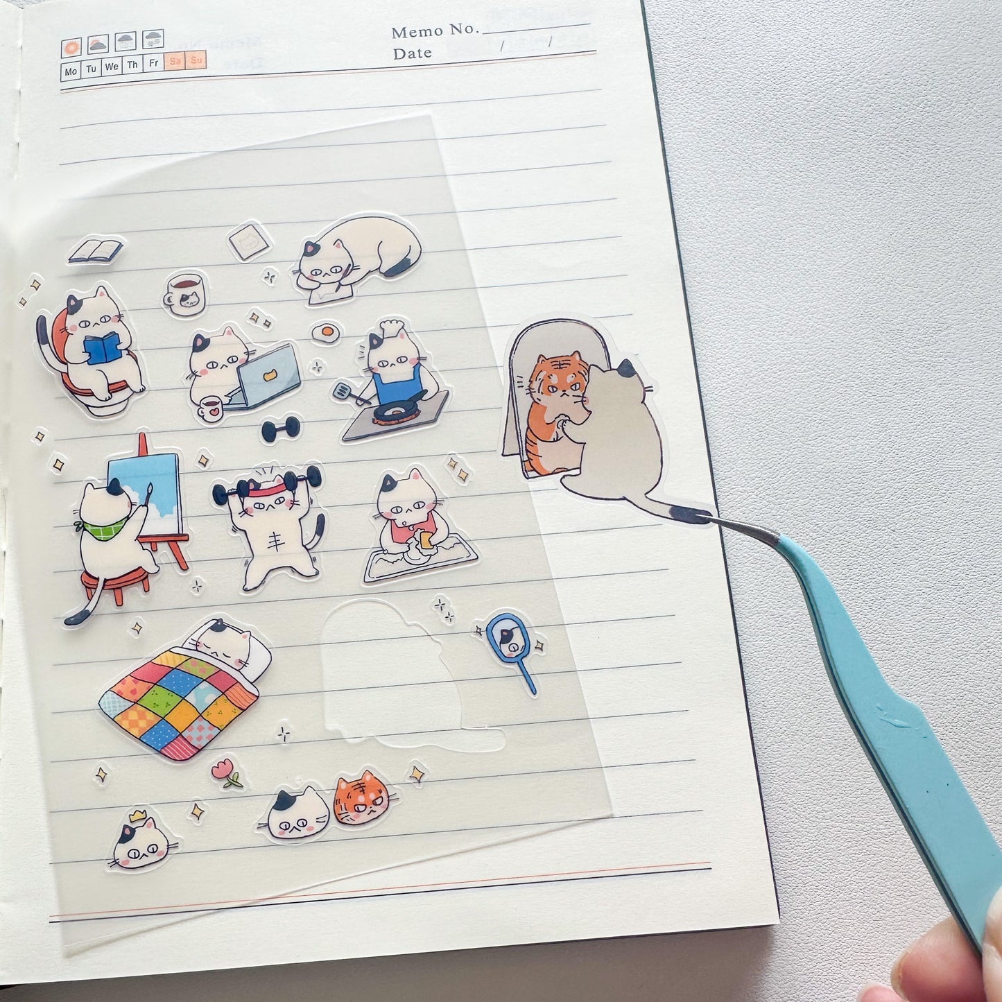 productive cat sticker sheet