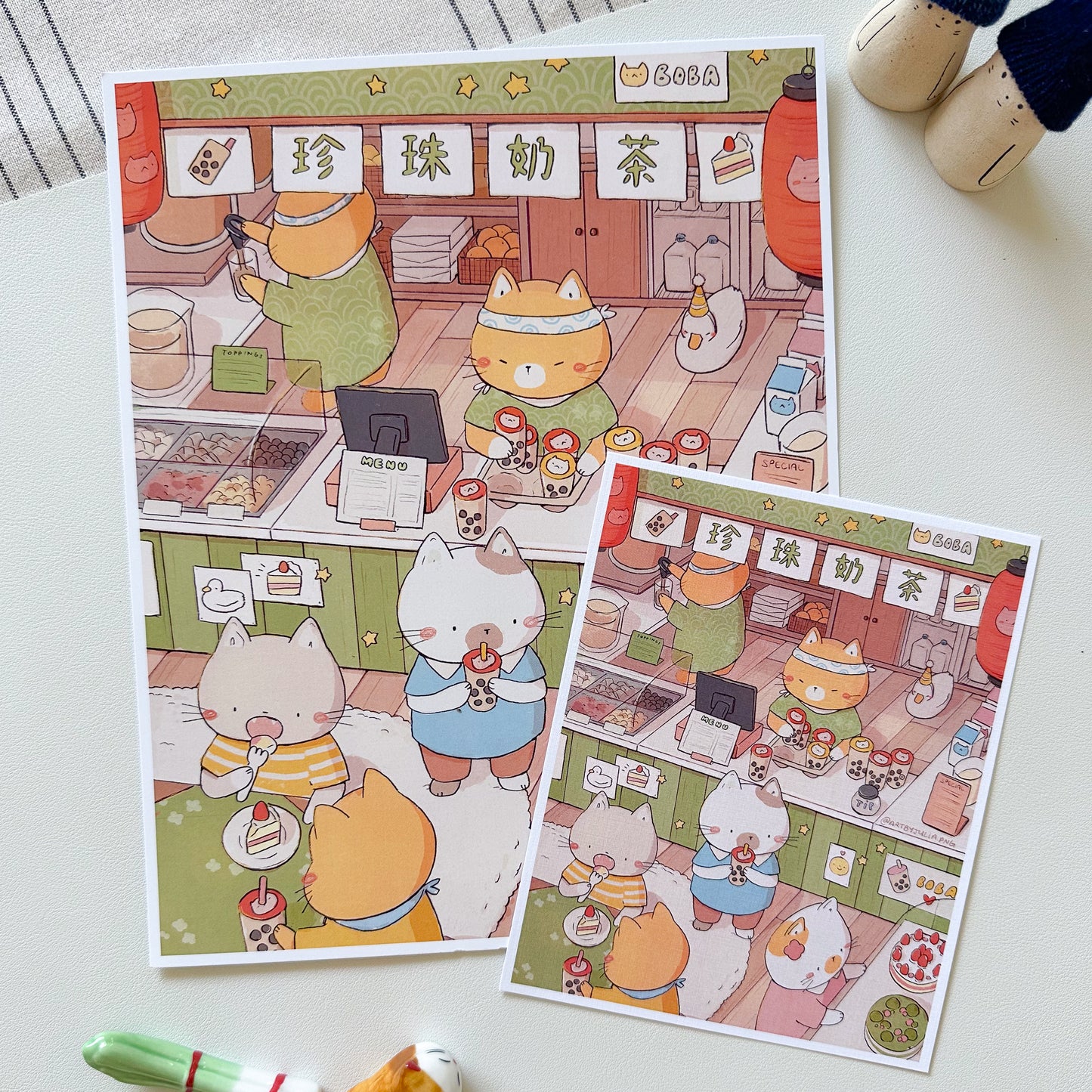 boba cats print