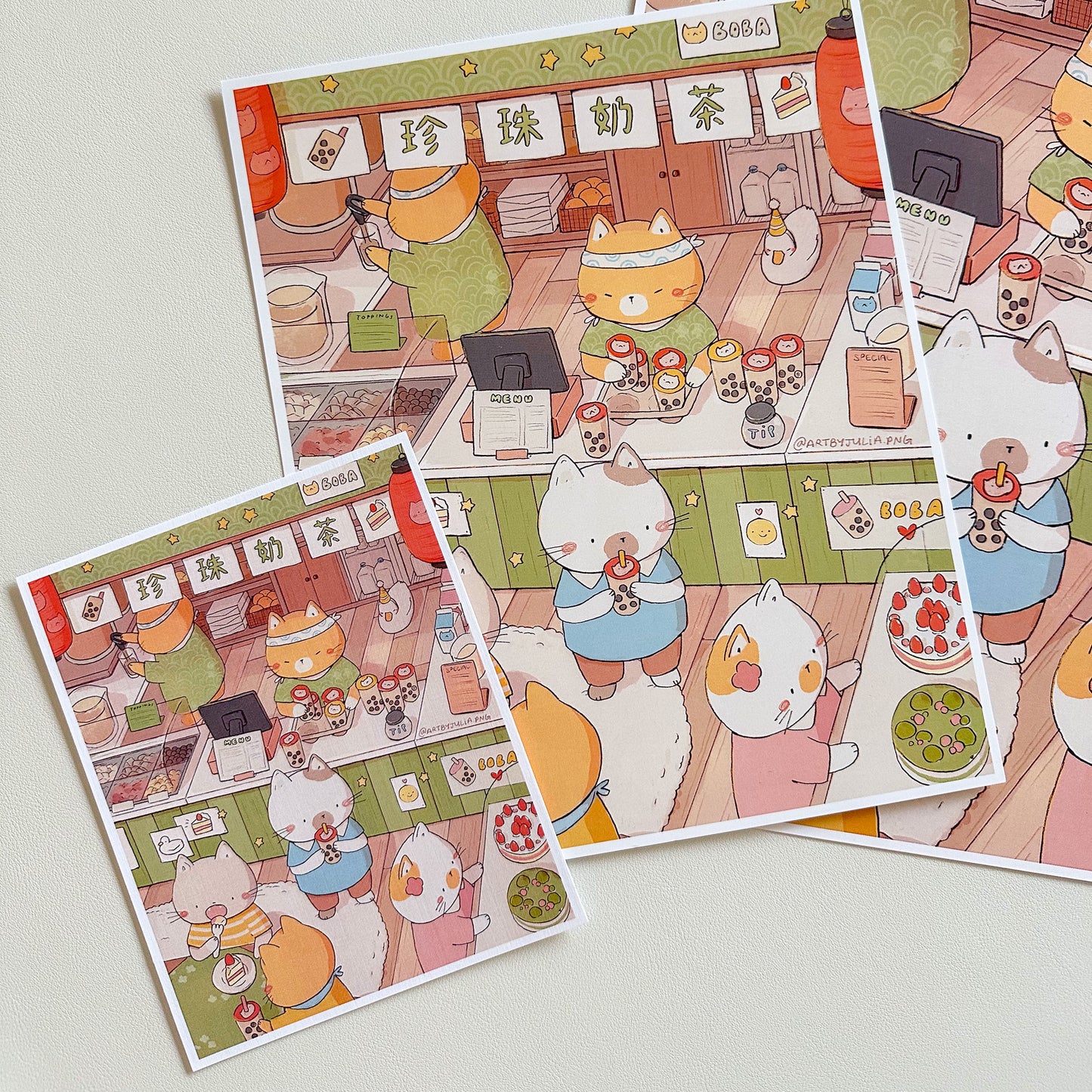 boba cats print