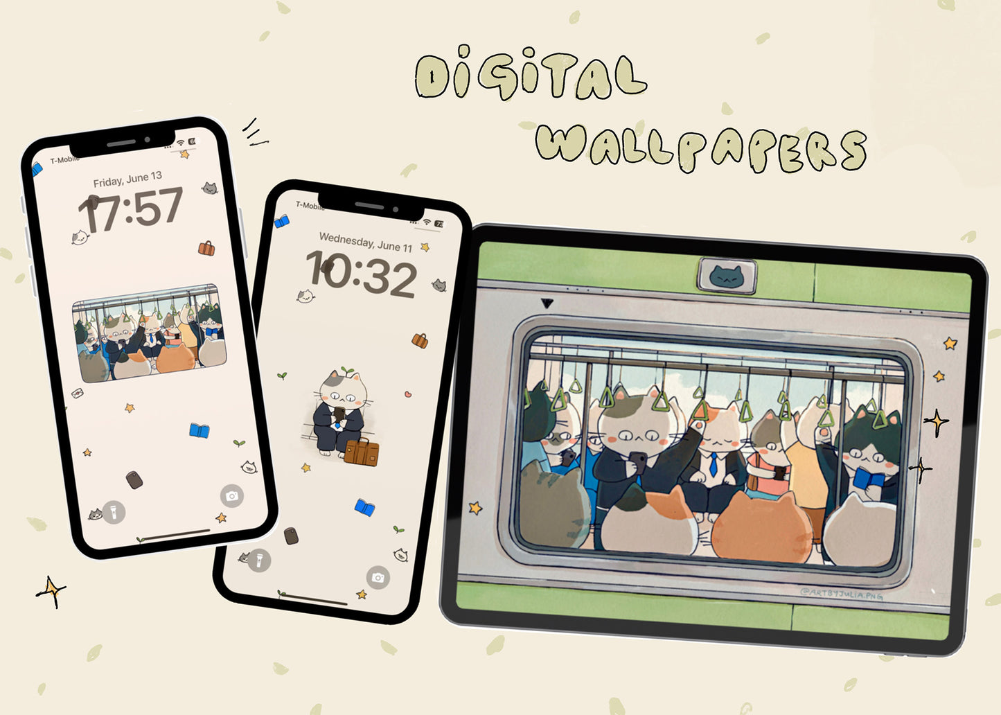 commuter cats wallpaper set