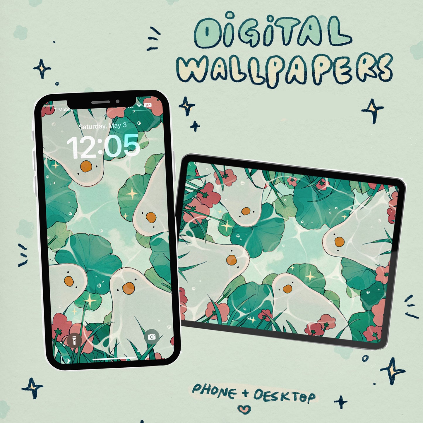 duck pond wallpaper set