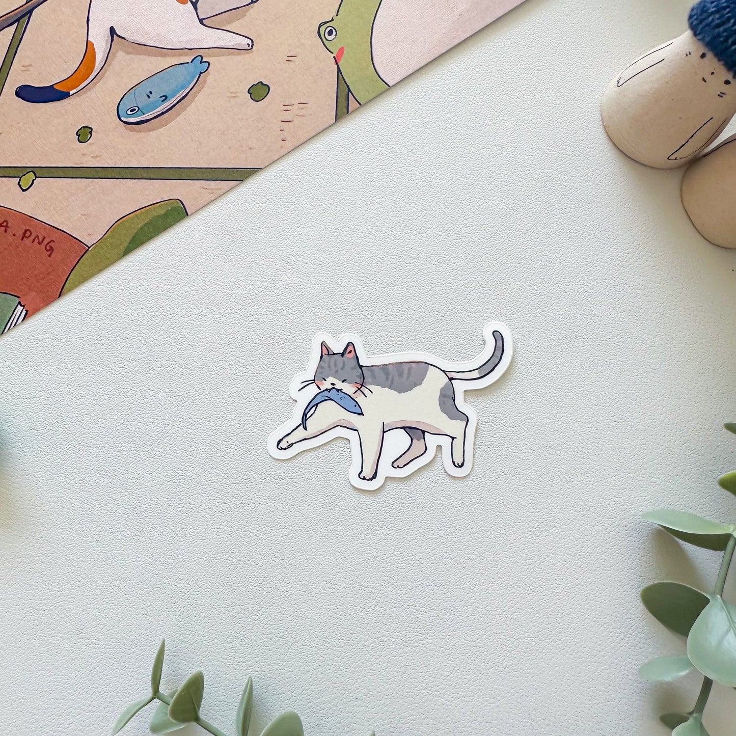fishing cat sticker