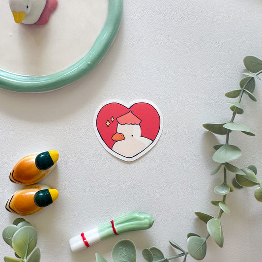 heart duck sticker