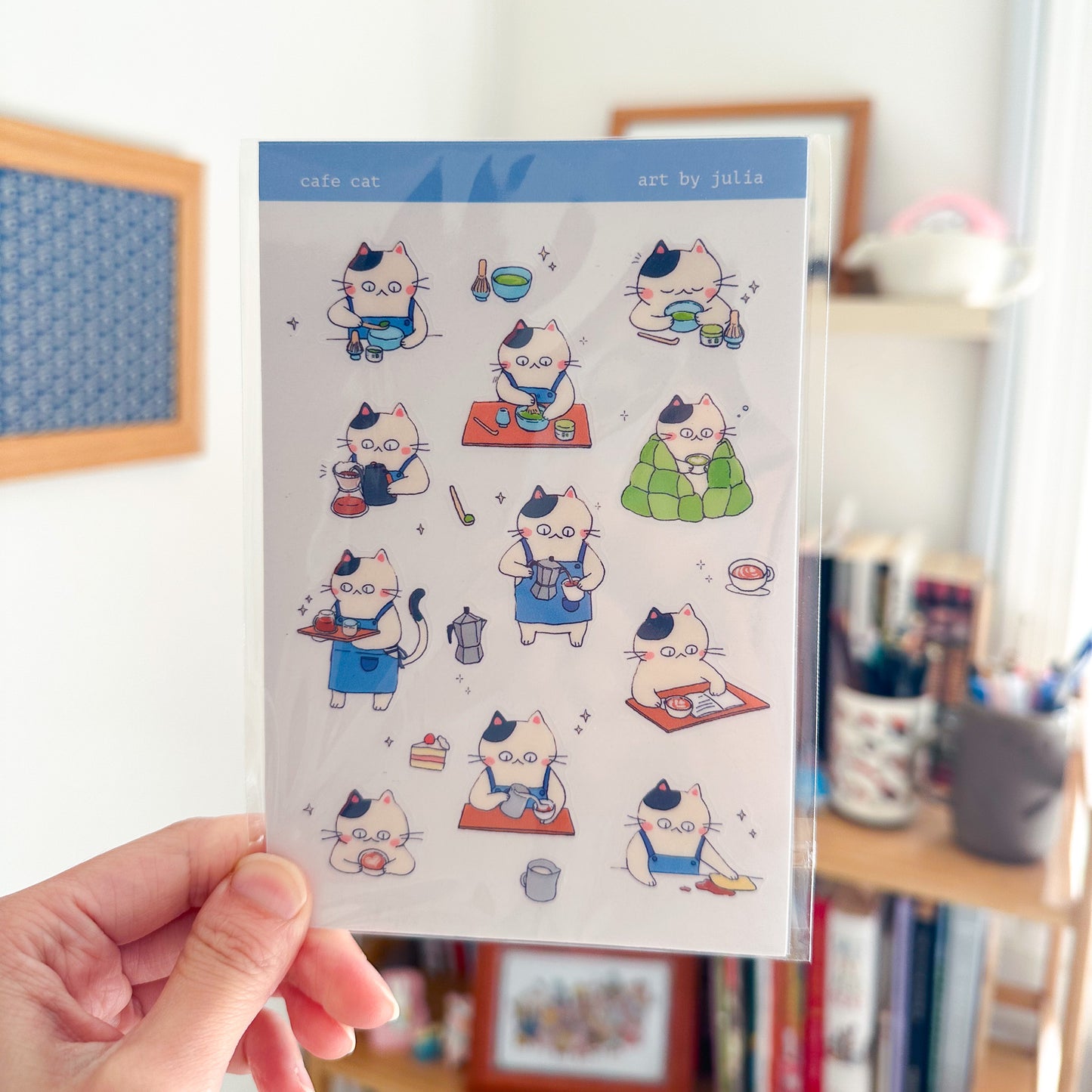 cafe cat sticker sheet