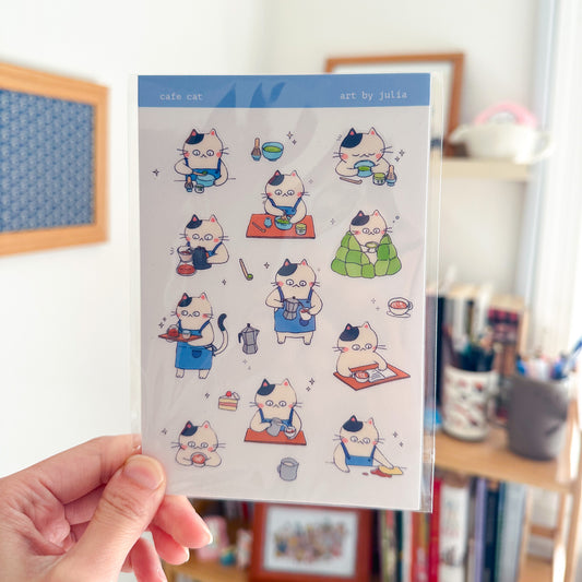 cafe cat sticker sheet