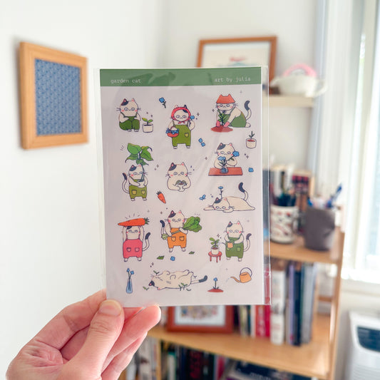 garden cat sticker sheet