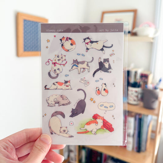 sleepy cats sticker sheet