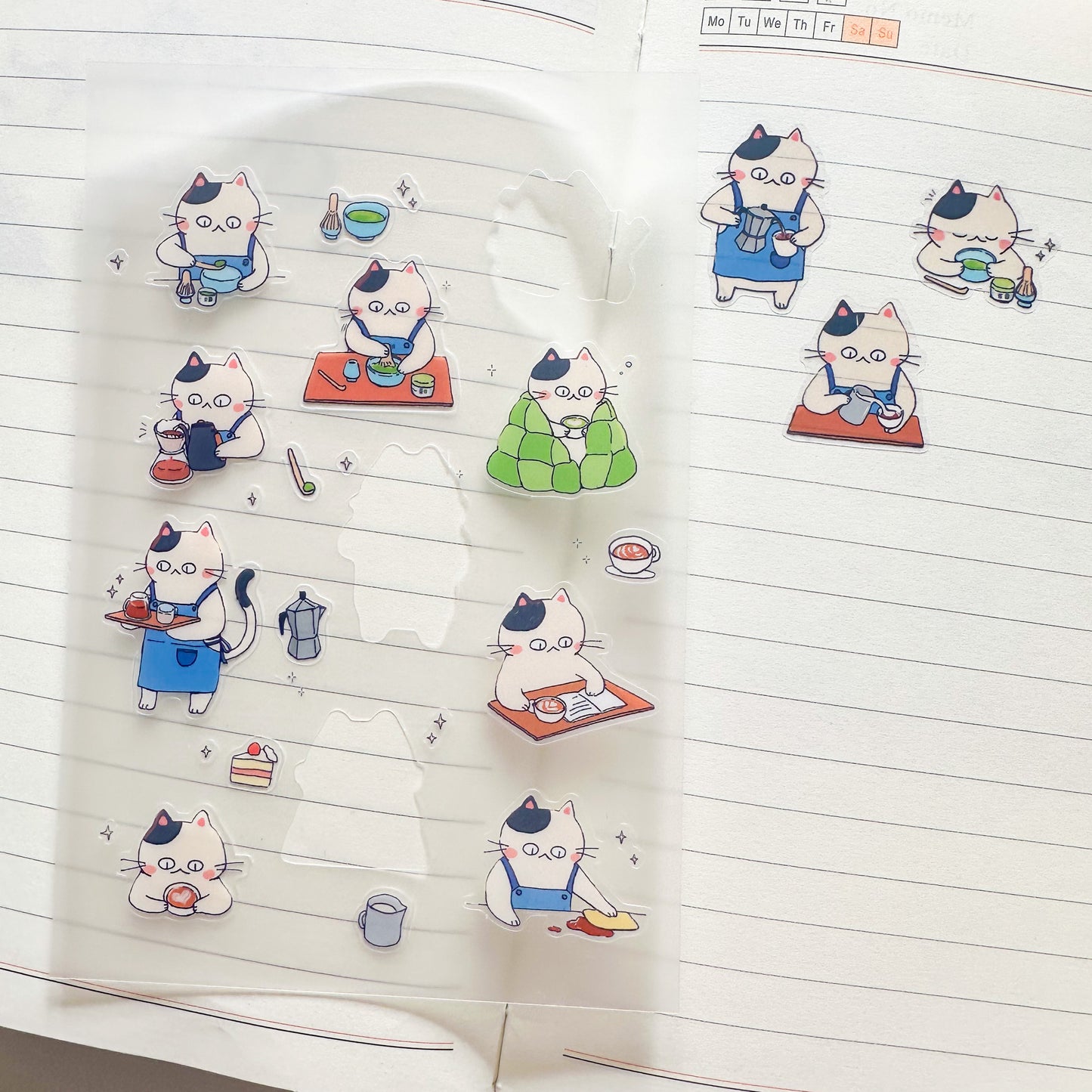 cafe cat sticker sheet