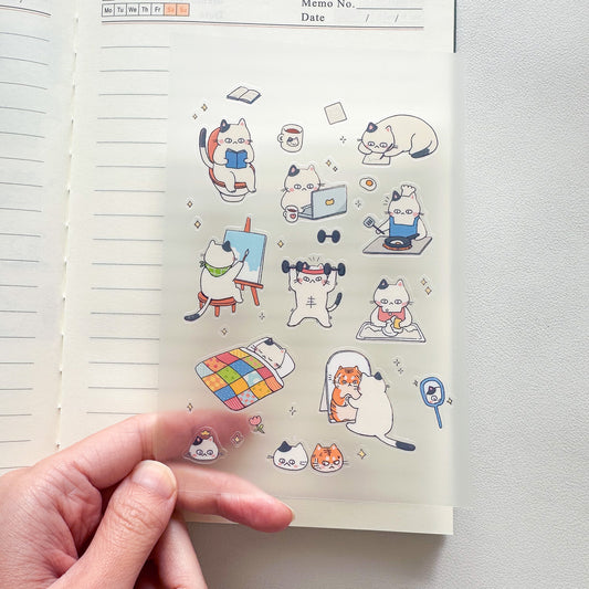 productive cat sticker sheet