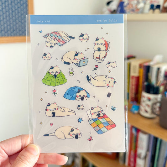 lazy cat sticker sheet