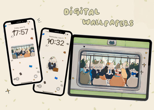 commuter cats wallpaper set