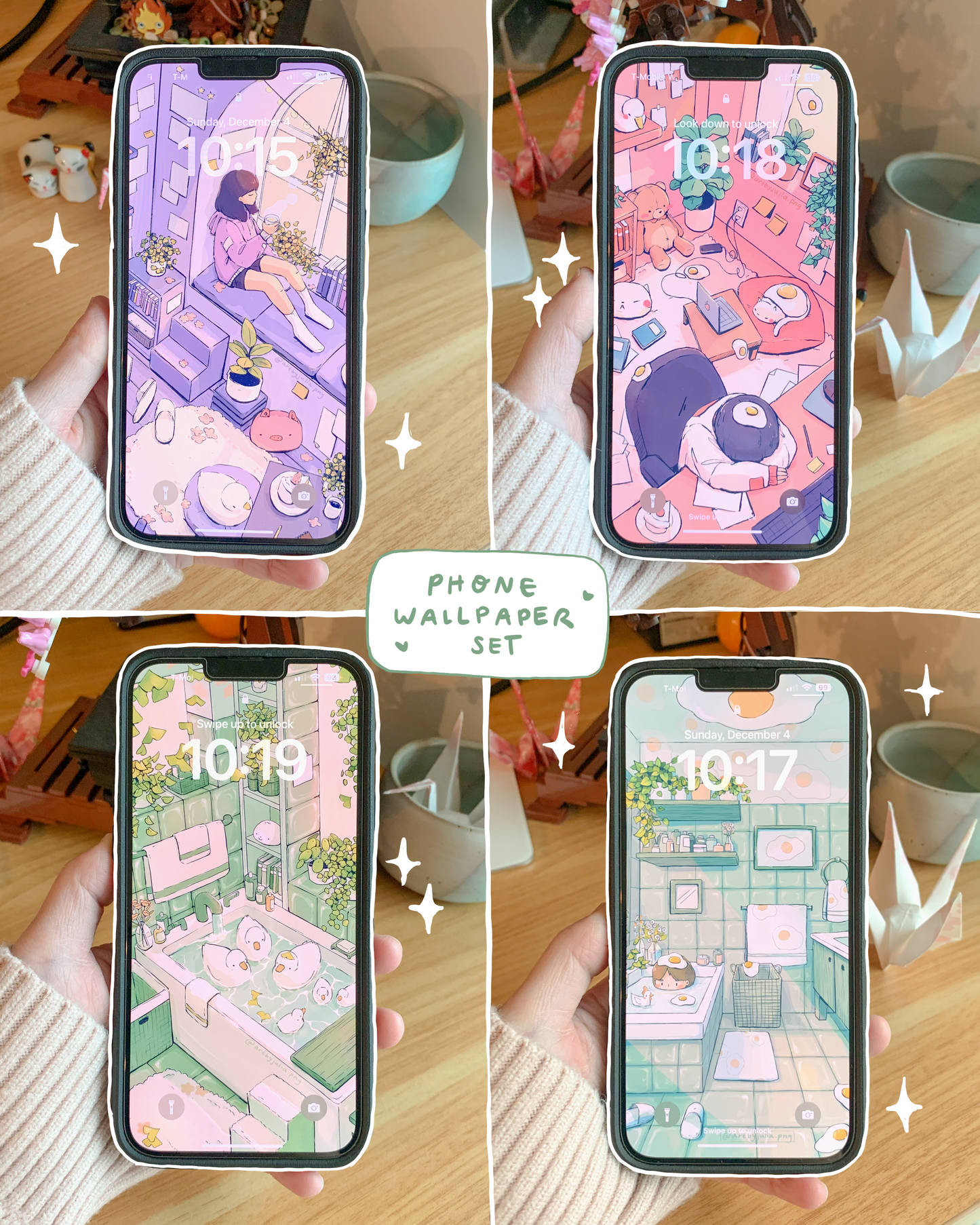 cozy room phone wallpaper set (digital download)